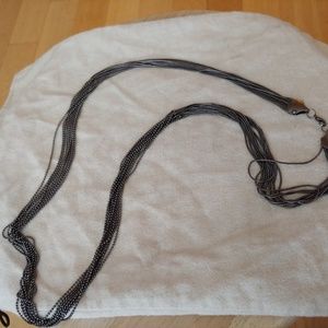 metallic long chain necklace
